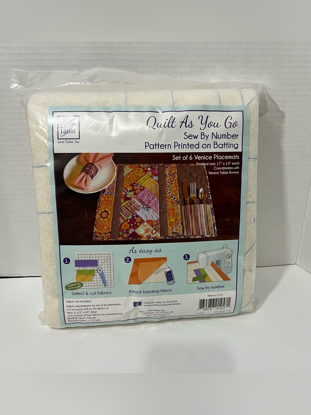 June Tailor Quit As You Go Set  6 Venice Placemats Finished Size 17”X14” Each